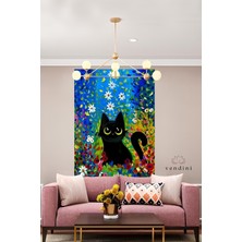 Vendini Çiçekler Arasındaki Minik Kedi Duvar Örtüsü Duvar Halısı Wall Tapestry