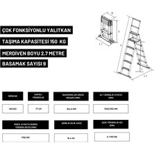 Telescopics 2.7m Kevlar Yalıtkan/Yüksek Gerilime Dayanıklı Çok Fonksiyonlu Merdiven 20ACKV - 125EKS