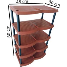 Foldhom Plastik Ayakkabılık ve Terlik Rafı 5 Katlı - Kahverengi