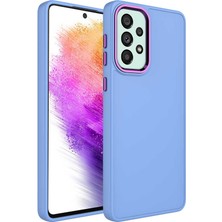 ZORE Samsung Galaxy A52 Kılıf Metal Çerçeve ve Buton Tasarımlı Silikon Zore Luna Kapak-Lila