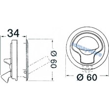 Goldsea Marin Tekne Karavan Plastik Gömme Kulp Ø60mm Easterner Siyah 1 Adet