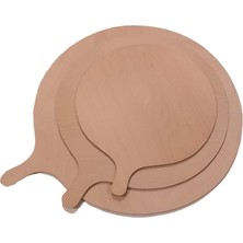 Ahşap Köşe 40 cm Ahşap Bazlama Tahtası - Saplı Ekmek ve Hamur Açma Tahtası