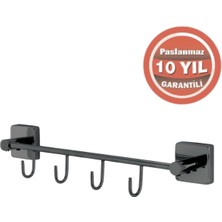 Çelik Banyo Paslanmaz Pirinç Vizyon 4’lü Askılık Mat Siyah