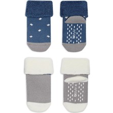 Bistyle Puanlı Kaymaz Havlu Soket Çorap 2'li BS10502 Indigo Gri