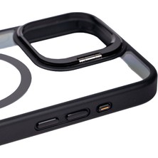 Noktaks Apple iPhone 15 Pro - Kılıf Magsafe Şarj Özellikli Standlı Magsafe Klon Lensli Kapak - Turuncu