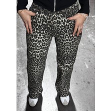Leopar  Desenli Straight Jean