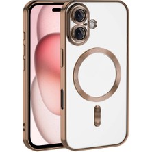 noktaks - Apple iPhone 16 Plus - Kılıf Kamera Korumalı Magsafe Wireless Şarj Özellikli Demre Kapak - Desert Titanyum - T33614