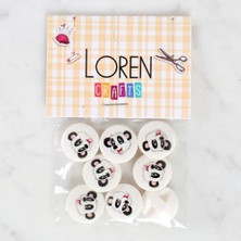 Loren Crafts 8'li Panda Düğme - 1050