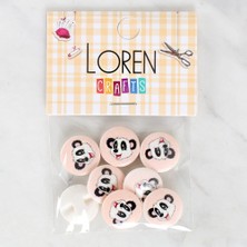 Loren Crafts 8'li Panda Düğme - 1053