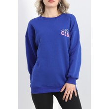 Gıronda Baskılı Bisiklet Yaka Sweat Saks - 20097.1878.