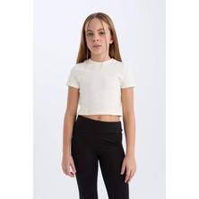 DeFacto Slim Fit Dar Kesim Bisiklet Yaka Kısa Kollu Tişört Kız Çocuk D9789A825SM