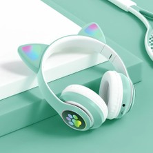 Novatis Bluetooth Kablosuz Uyumlu LED Işıklı Kedili Katlanabilir Sd Kartlı Çocuk Kafa ve Kulak Üstü Kulaklık Kalite