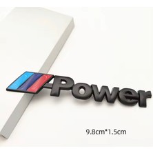 BMW M Power 3D Metal Siyah ve Gümüş Stıcker Bmw Güç Rozet Araba Aksesuarı (9.8 cm x 1.5 Cm) 2 Adet