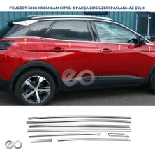 Ebal Oto Peugeot 3008 Krom Cam Çıtası  8 Prç 2016-2022 Uyumlu Paslanmaz Çelik