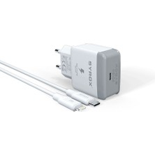 Syrox Type-C To Lightning Hızlı Şarj Cihazı Duvar Tipi Şarj Adaptörü Type-C To Lightning
