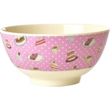 Melamine Orta Boy Kase - Pembe - Tatlı Kek Baskısı