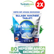 Turkishcare 2li Premium Hepsi Bir Arada Ekonomik Bulaşık Deterjanı 40 Tablet