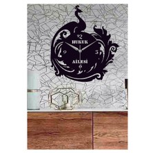 Hediyelikevi Kişiye Özel Tavus Kuşu Temalı Ahşap Duvar Saati