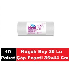 Ideal Çöp Poşeti Küçük Boy Şeffaf 30 Lu 36 x 44 cm x 10 Paket