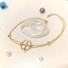 Altın Ofisi Yonca Bileklik Künye 14 Ayar Altın