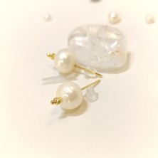 Altın Ofisi 11 mm Dorika Toplu İnci Küpe 14 Ayar Altın