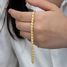 Muı Muı Gümüş Gold Pullu Zincir Kadın Bileklik