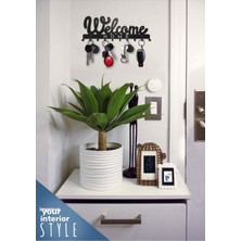 Metal Anahtar Askılığı Welcome Dekoratif Anahtarlık Desenli Dekoratif Metal Askılık,anahtarlık,çant