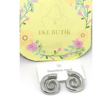 Eke Butik Çelik Sarmal Çivili Küpe Gümüş