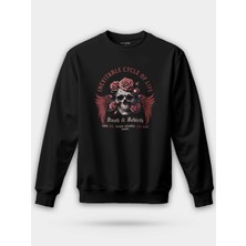 Nirvoda Death And Rebirth Kurukafa Gül Siyah Unisex Regular Sweatshirt