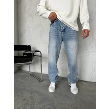 Carisma81 Baggy Mavi Taşlanmış Erkek Pantolon