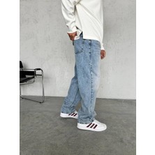 Carisma81 Baggy Mavi Taşlanmış Erkek Pantolon