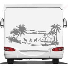 Sticker Usta Palmiye Sahil Gündoğumu Günbatımı Doğa 4x4 Offraod Sticker 02151