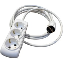 vectrol 3'lü Grup Priz 3x2.5mm Cca Ttr Beyaz Renk Topraklı Kauçuk Seyyar Elektrik Kablosu