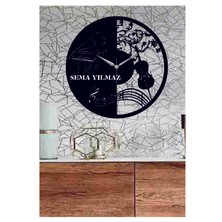 Hediyelikevi Kişiye Özel Piyano Temalı Ahşap Duvar Saati