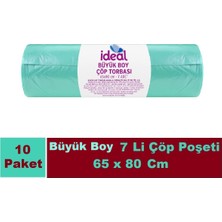 Ideal Çöp Poşeti Büyük Boy Yeşil 7 Li 65X80 cm x 10 Adet