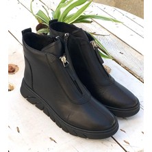 Bags Shoes Kuum London K1132005 Kadın Hakiki Deri Fermuar Garnili Comfort Günlük Bot
