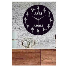 Hediyelikevi Kişiye Özel Balerin Temalı Ahşap Duvar Saati