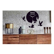 Hediyelikevi Kişiye Özel Kuşlar Temalı Ahşap Duvar Saati