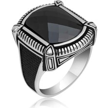 Gümüş Siyah Zirkon Taşlı Erkek Yüzük