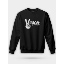 Nirvoda Vegan For Life Siyah Unisex Regular Sweatshirt