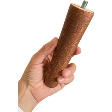 Glaswen Ahşap Ayak 15 cm 8'li Set Koyu Meşe M8 Civatalı Bağlantı Aparatlı Dolap Mobilya Koltuk Kanepe Destek Ayağı Ayakları