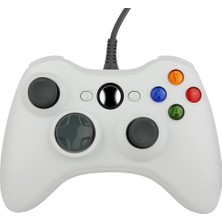 DNR Bilişim Xbox 360/SLIM -Pc Laptop Uyumlu Titreşimli USB Kablolu Oyun Kolu (Pc ve Xbox 360 Uyumlu) - Beyaz