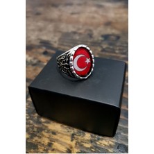 Ervanur Gümüş Kaplama Türk Bayraklı Erkek Yüzük