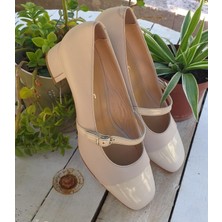 Bags Shoes Nish N2513 Hakiki Deri Kadın Bantlı Topuklu Klasik Ayakkabı