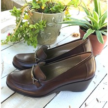 Bags Shoes Nish N537 Hakiki Deri Dolgu Taban Kadın Klasik Ayakkabı