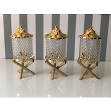 Çiçekli 3 Lü Mini Kristal Kavanoz Set