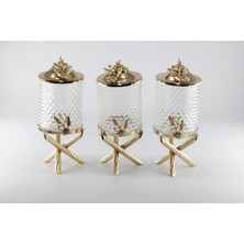 Çiçekli 3 Lü Mini Kristal Kavanoz Set