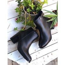 Bags Shoes Nish N126 Hakiki Deri Kadın Topuklu Klasik Fermuarlı Bot