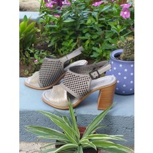 Bags Shoes Bulldozer 231813 Kadın  Deri Platin Renkli Topuklu Ayakkabı