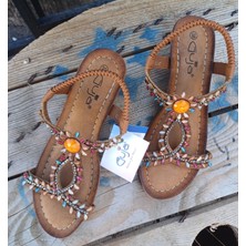 Bags Shoes Guja 24Y151-1 Kadın Feta Dolgu Taban Taşlı Sandalet